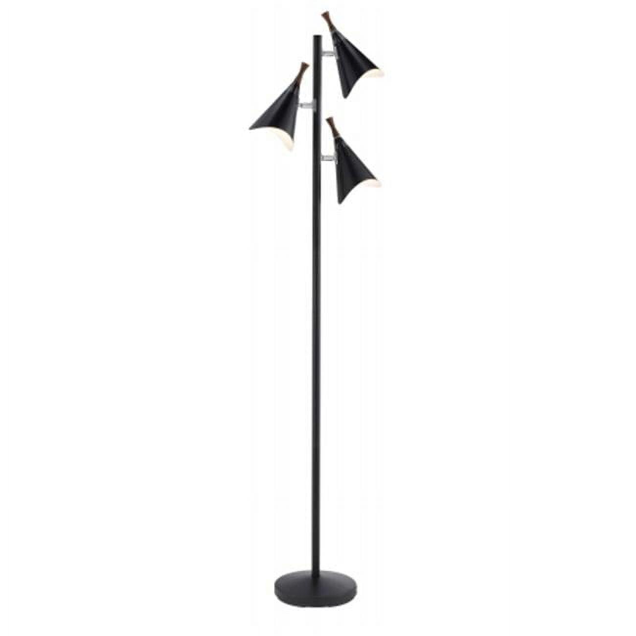 Adesso 68" Draper Collection 3-Arm Tree Lamp Black: ETL Listed, Metal Shade, Rotary Switch