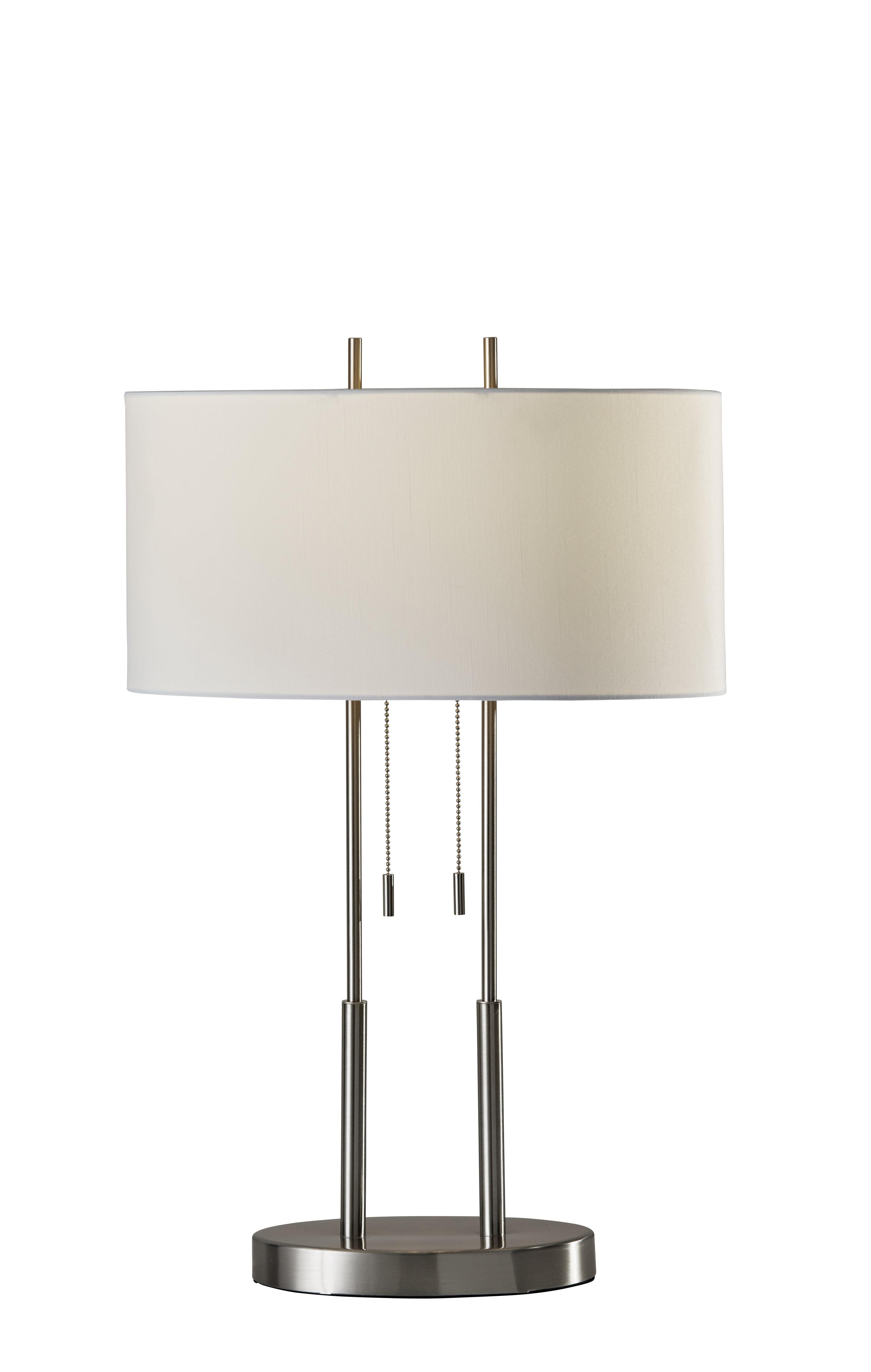 Duet Table Lamp Silver - Adesso: Modern Accent Lighting, Polyester Shade, Metal Body, ETL Listed