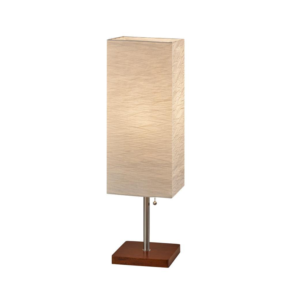 Dune Table Lamp Walnut/Brushed Steel - Adesso: Modern Bedside Lighting, ETL Listed, Pull Chain