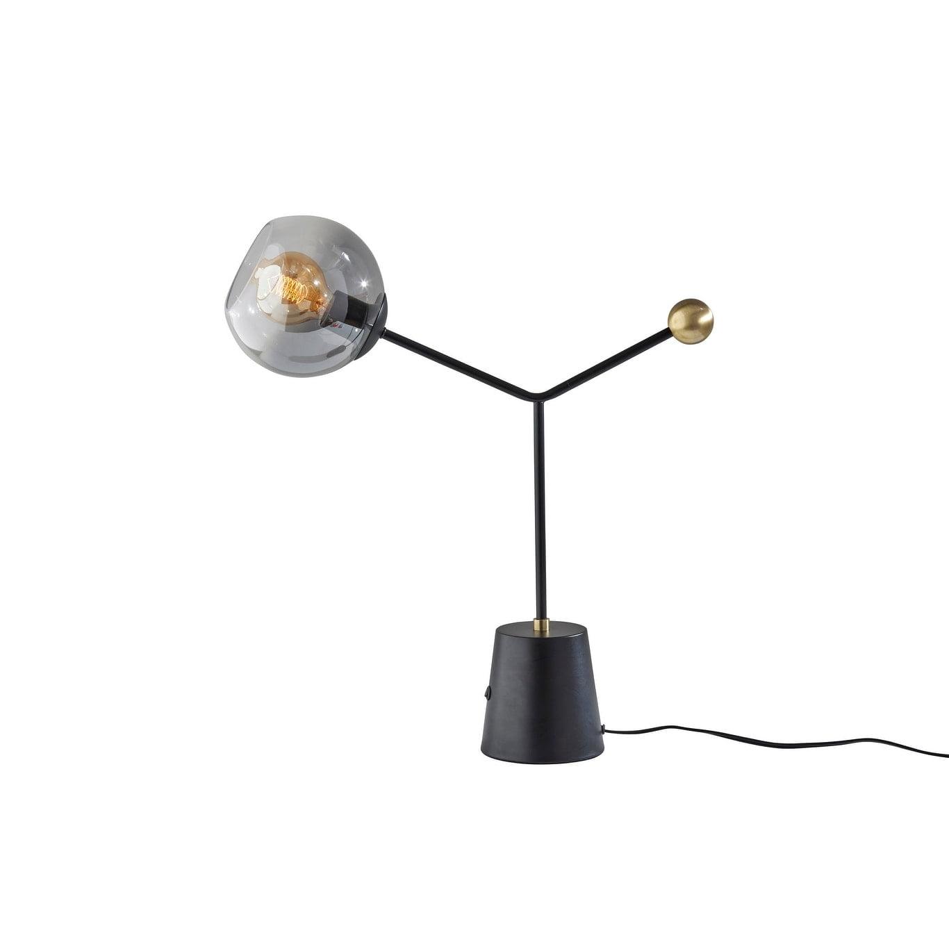 Adesso Dusk Table Lamp Black: Modern Accent, No Assembly, UL Listed, Glass Shade, Metal Body, E26 Socket