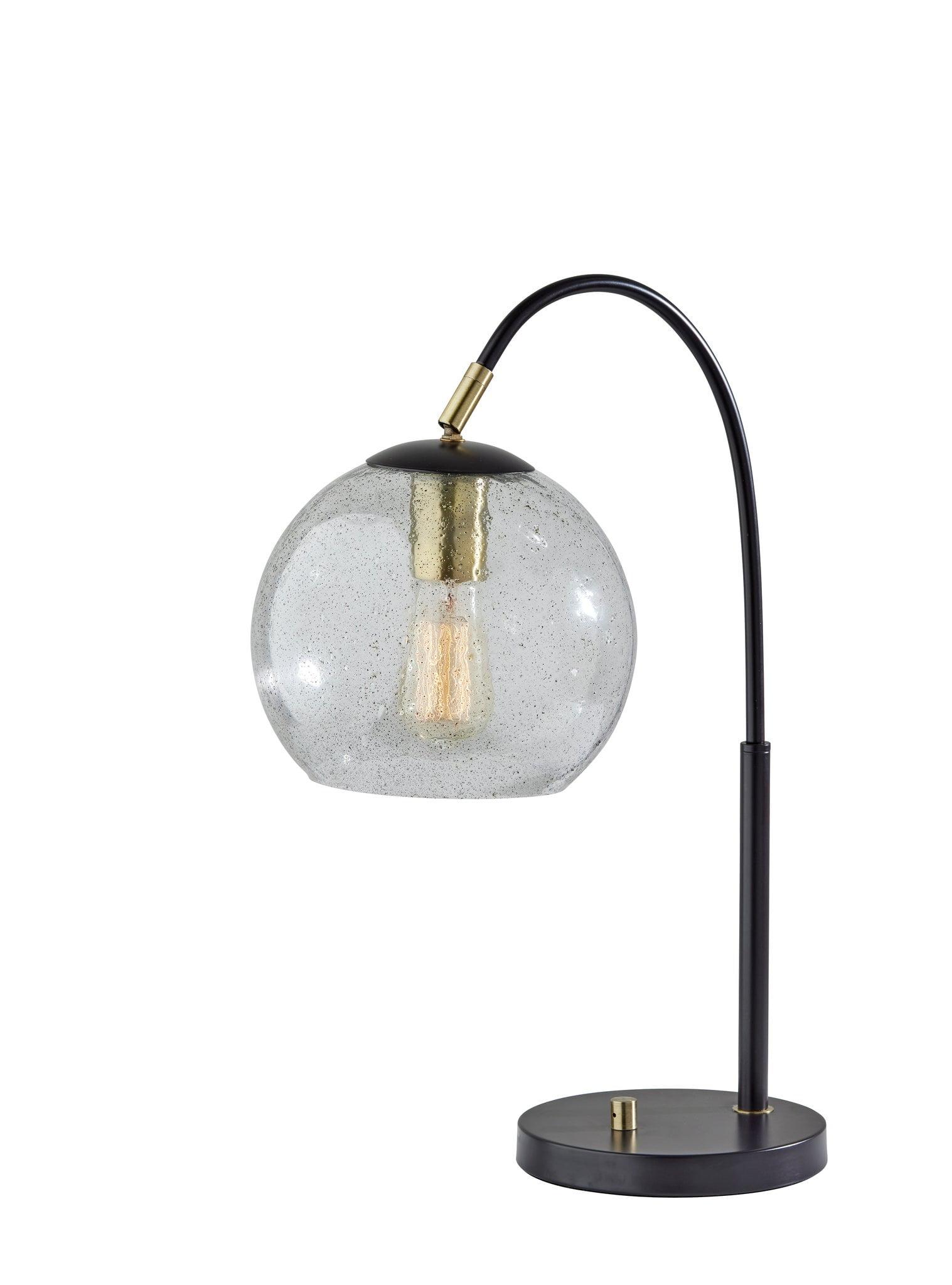 Edie 22" Adjustable Bronze Table Lamp with Glass Shade