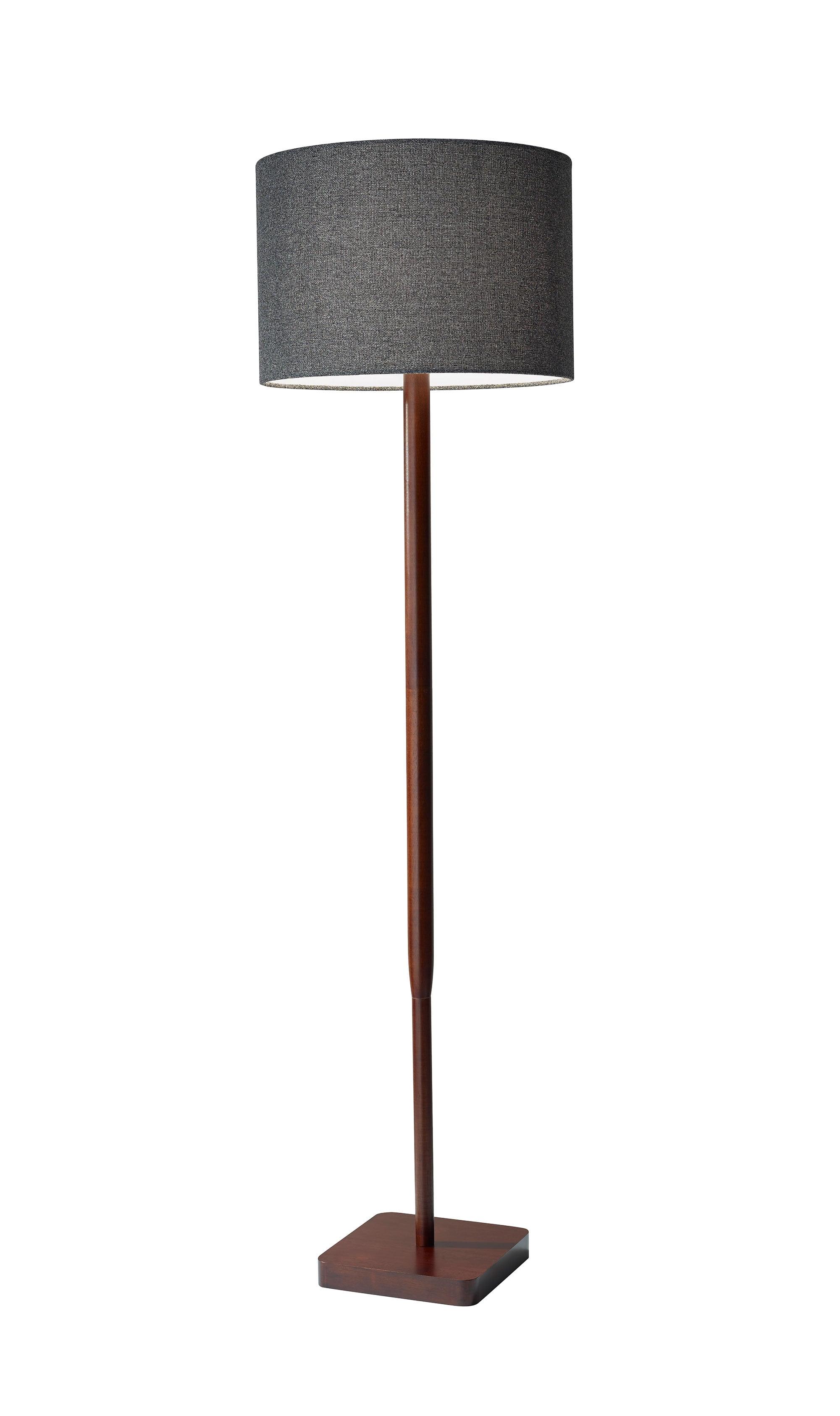 Ellis 58.5'' Walnut Wood Grain Floor Lamp with Textured Dark Gray Shade