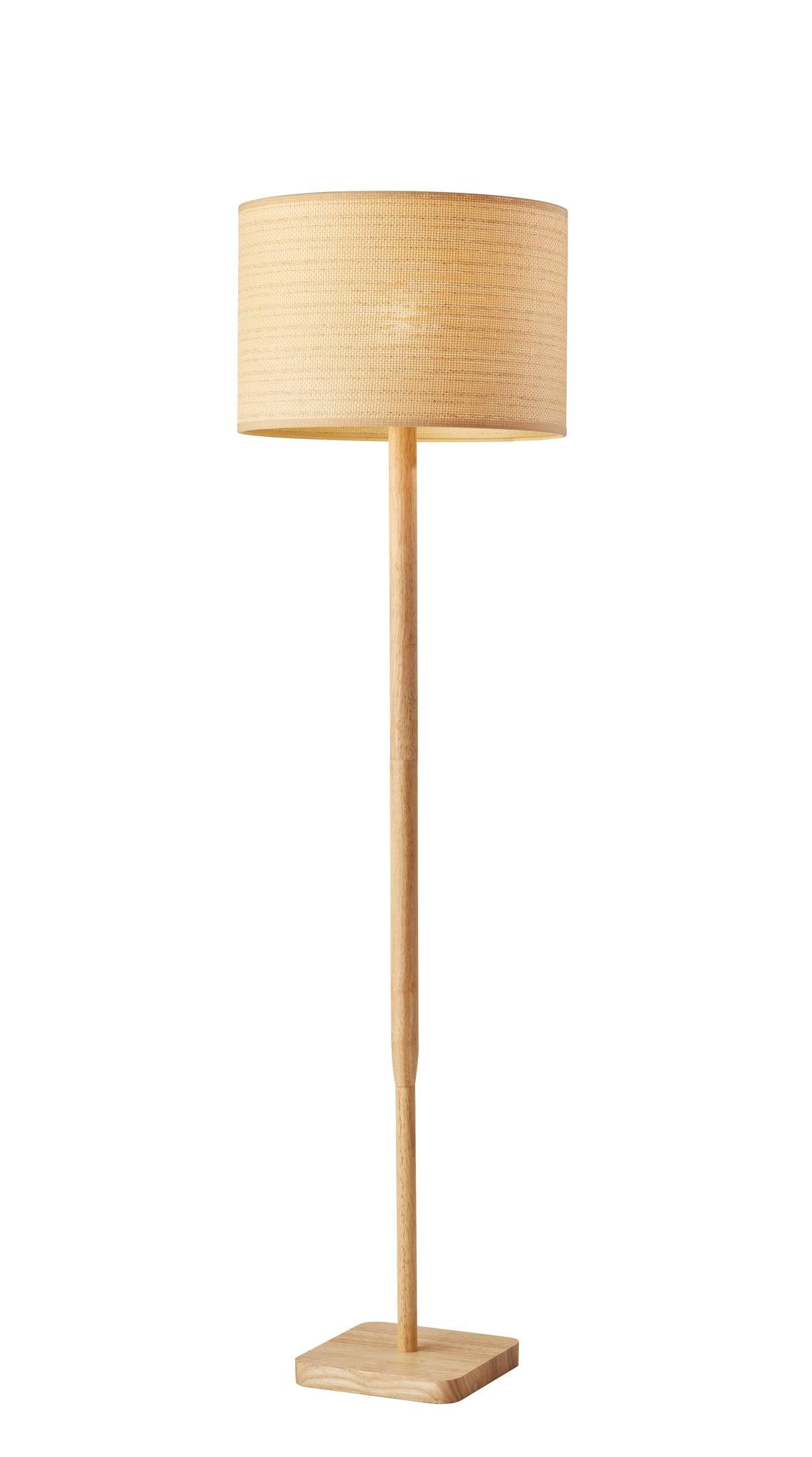 Ellis 18'' Natural Wood Floor Lamp with Beige Shade