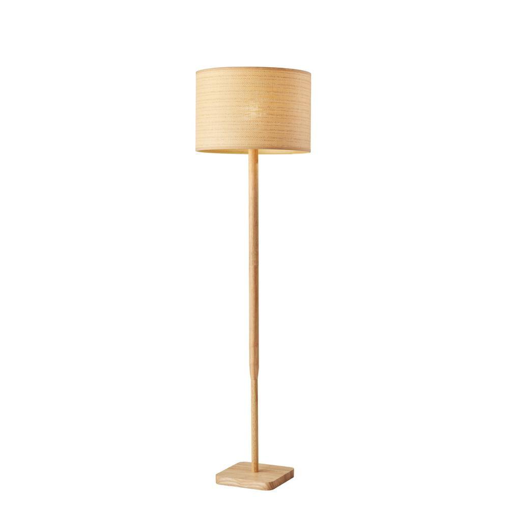 Ellis Floor Lamp Natural - Adesso: Rattan Shade, Wood Base, 3-Way Switch, UL Listed