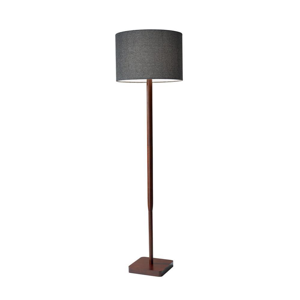 Adesso 58.5" 3-way Ellis Floor Lamp Brown: ETL Listed, Acrylic Shade, Turn Knob Switch