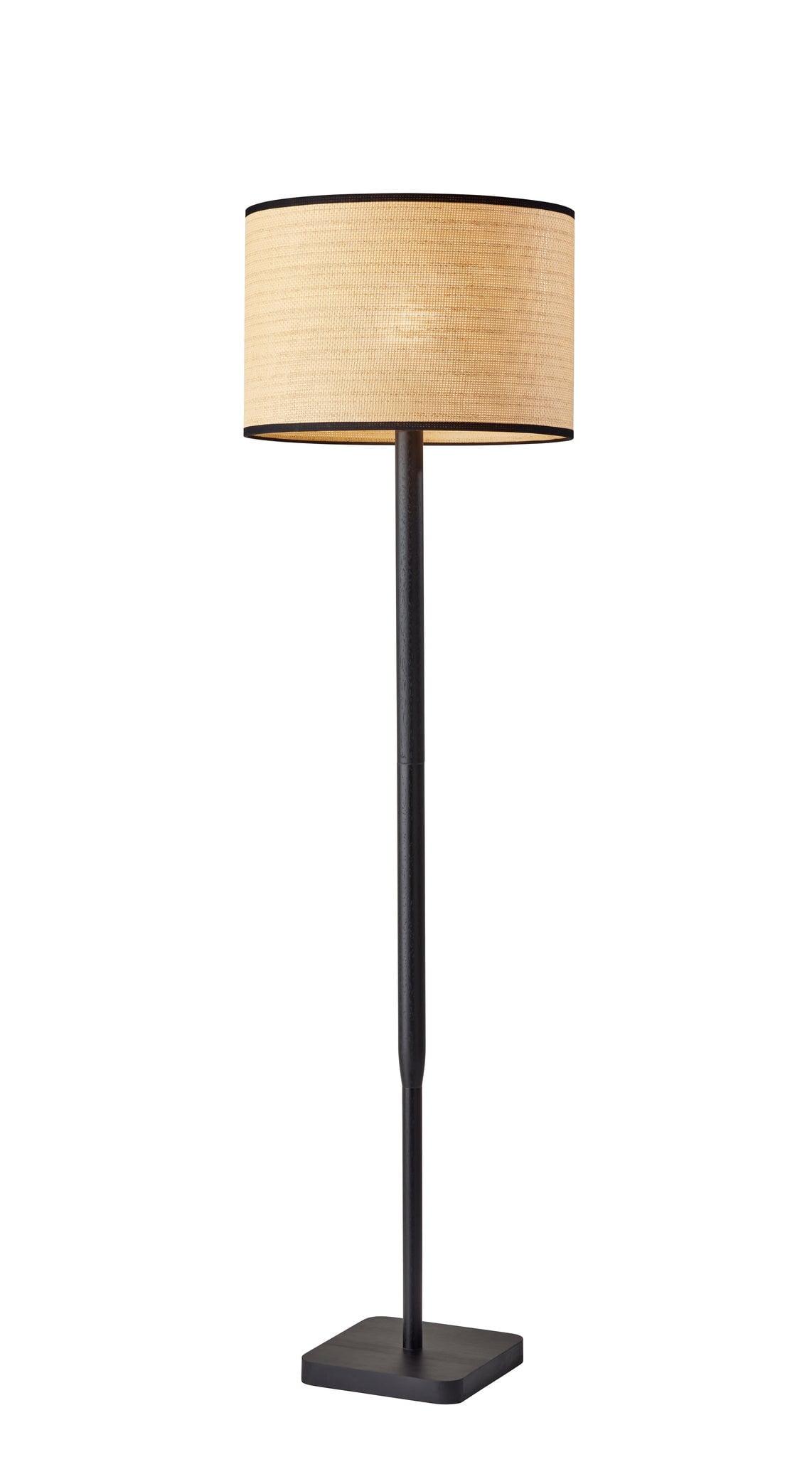 Ellis 18'' Black Wood Floor Lamp with 3-Way Edison Light