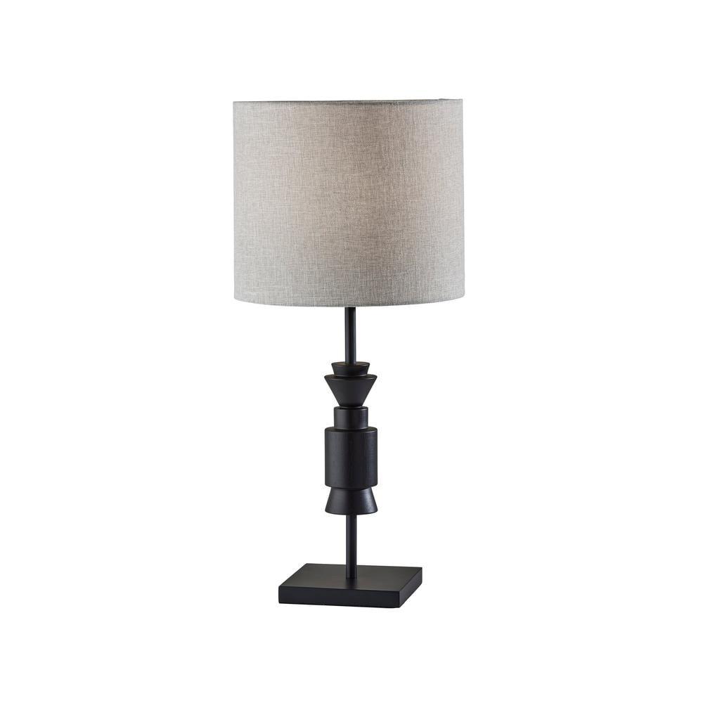 Elton Rubber Wood Table Lamp Black - Adesso: Modern Design, ETL Listed, for Living Room & Nightstand