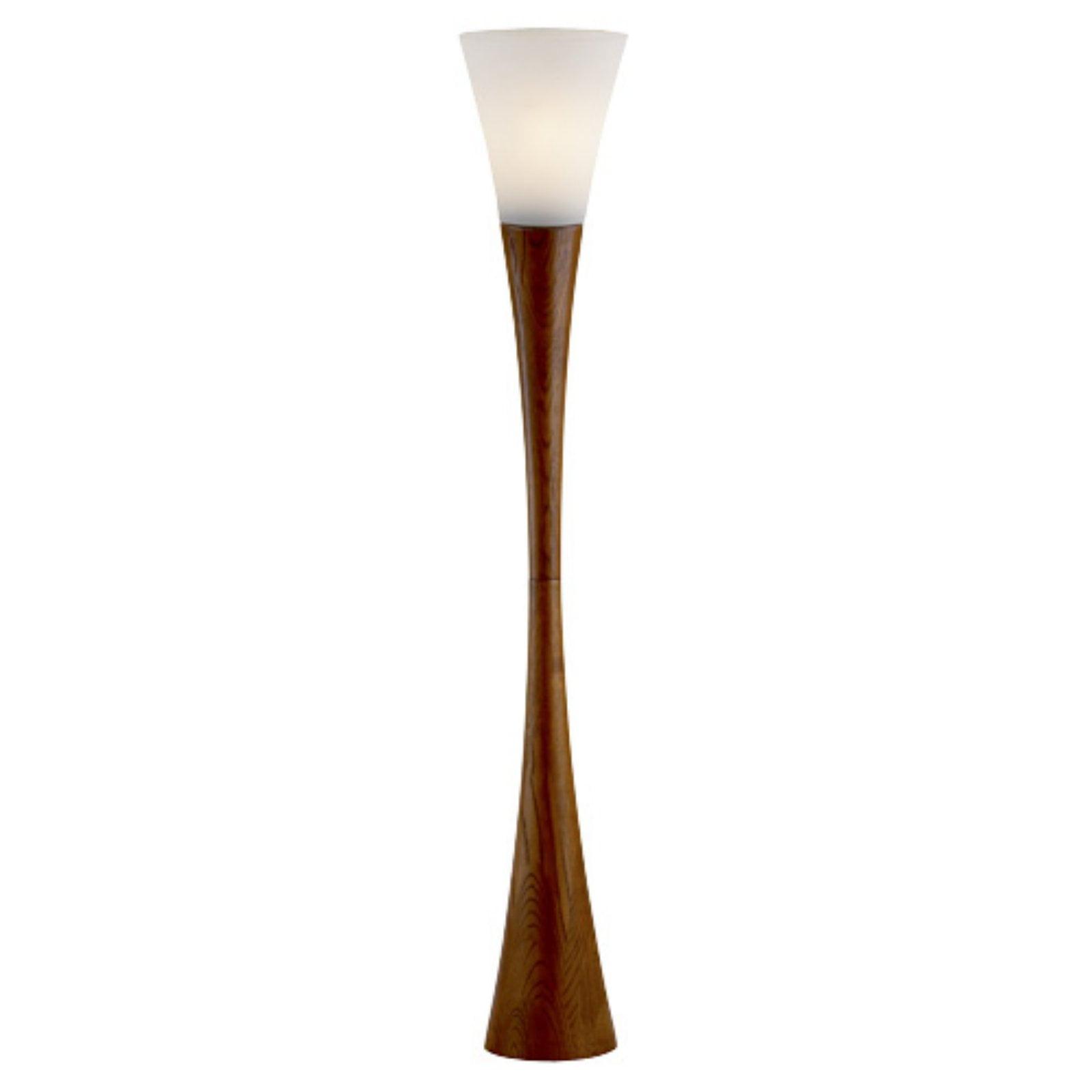 Sleek Hourglass 68" Espresso Walnut Floor Lamp with Frosted Shade