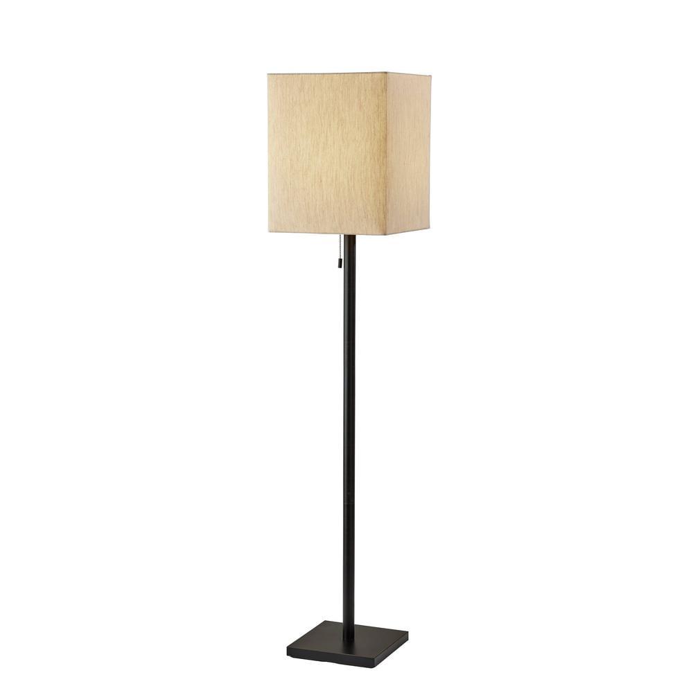 Estelle 61'' Antique Bronze Floor Lamp with Light Brown Textured Shade