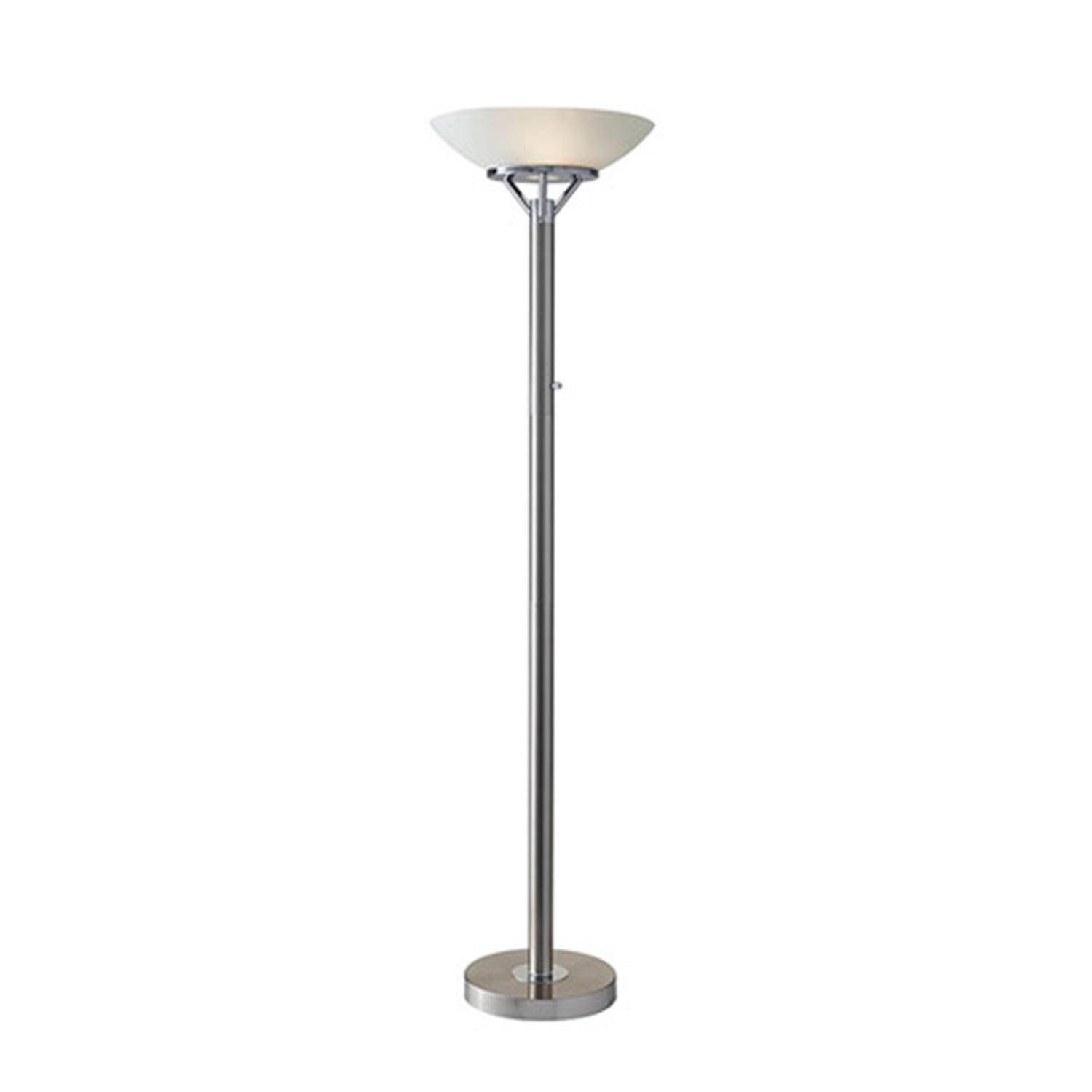 71.5" Expo Floor Lamp Silver - Adesso: ETL Listed, Metal Body, Glass Shade, 2 Sockets, Modern Design