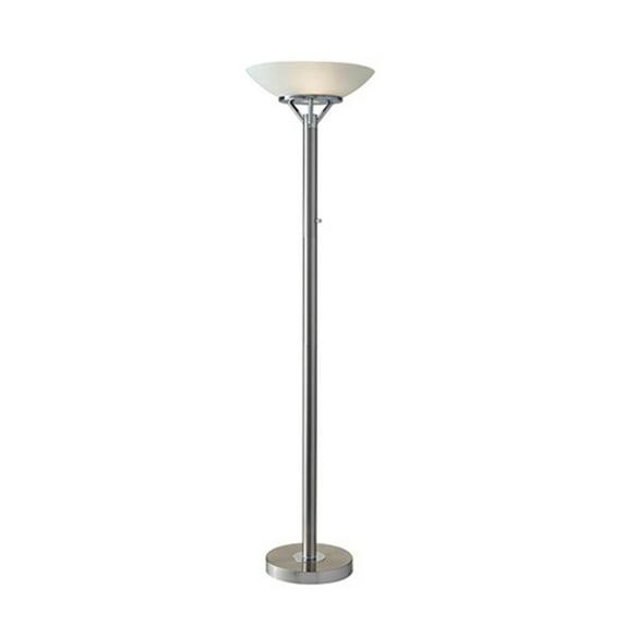 71.5" Expo Floor Lamp Silver - Adesso: ETL Listed, Metal Body, Glass Shade, 2 Sockets, Modern Design