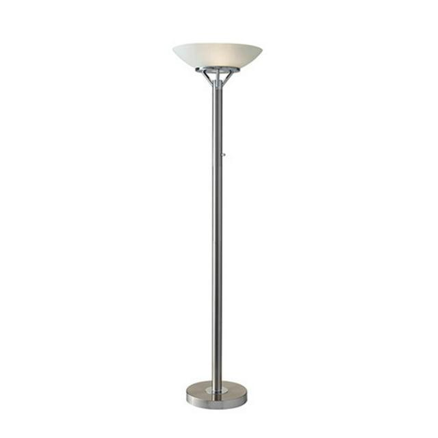 71.5" Expo Floor Lamp Silver - Adesso: ETL Listed, Metal Body, Glass Shade, 2 Sockets, Modern Design