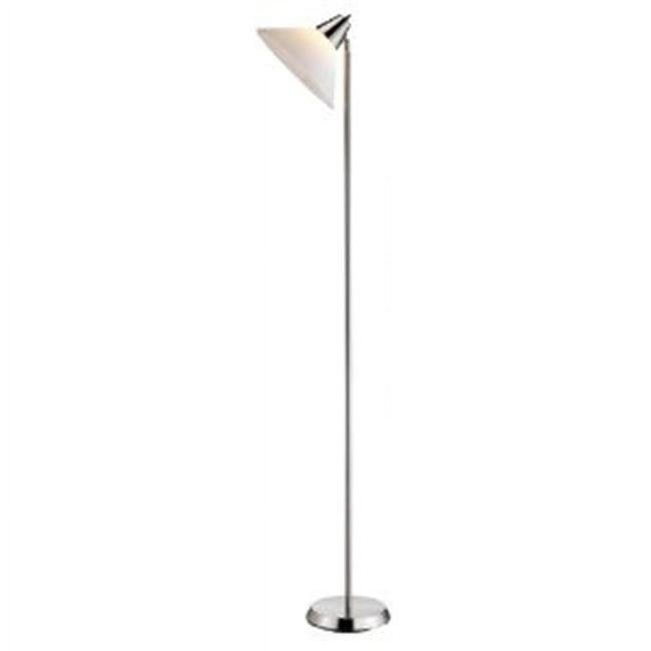 Elegant Brushed Steel Adjustable Swivel Floor Lamp with White Shade