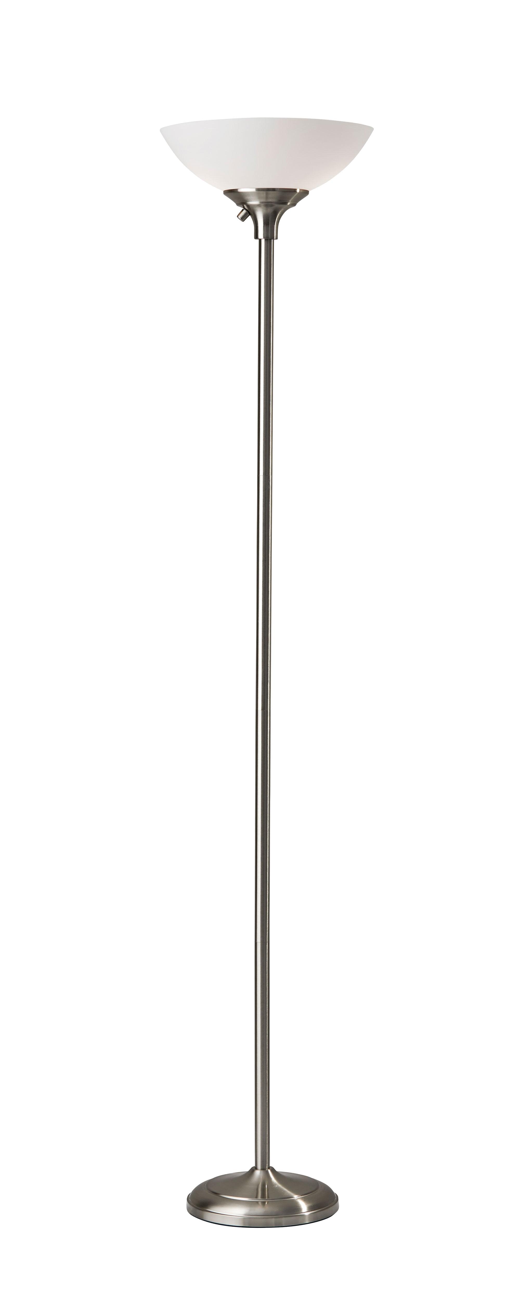 71" Brushed Steel Torchiere Floor Lamp with 3-Way Switch