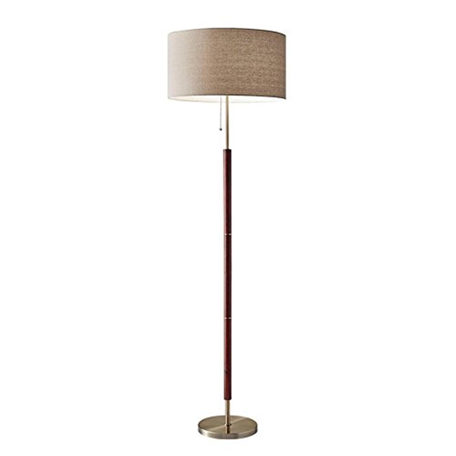 Hamilton Mid-Century Walnut Eucalyptus Floor Lamp with Linen Shade