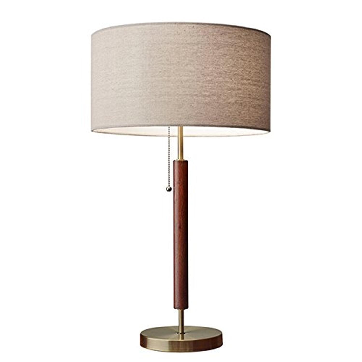 Hamilton 26.25'' White Linen Shade Table Lamp with Walnut Wood Body