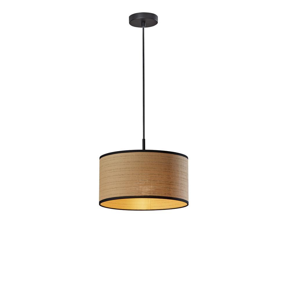 Harvest Pendant Black - Adesso: Woven Paper Shade, 15' Cord, ETL Listed, No Assembly Required