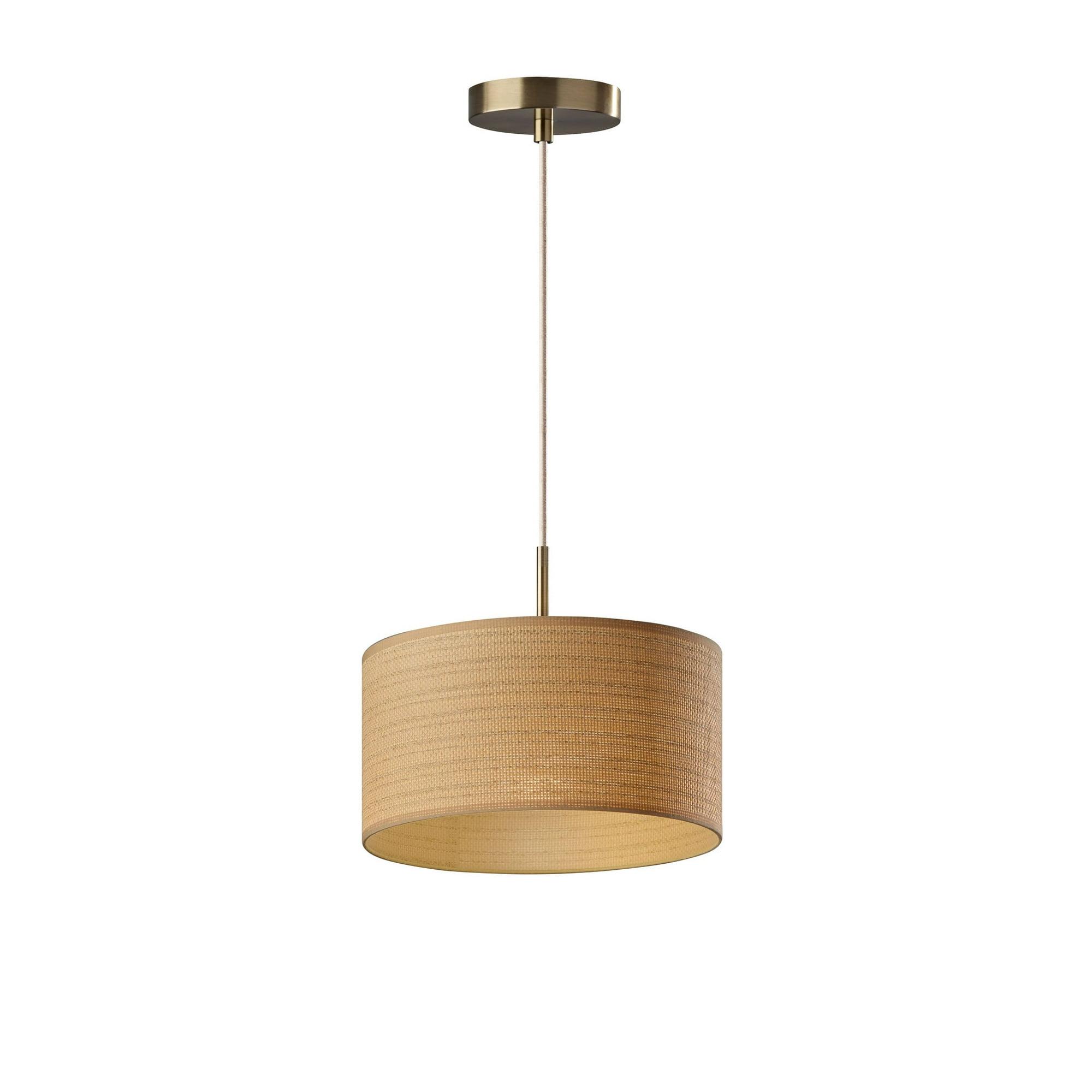 Harvest Pendant Antique Brass - Adesso: ETL Listed Drum Shade, Metal Body, 1-Way Switch