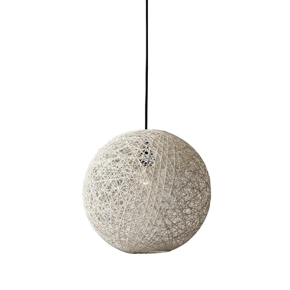 Havana Large Pendant Natural - Adesso: Cream Rattan Sphere, 15' Cord, ETL Listed