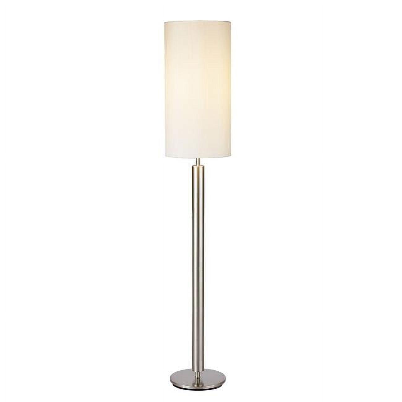 Brushed Steel Floor Lamp with Ivory Silk Shade and Touch Sensor