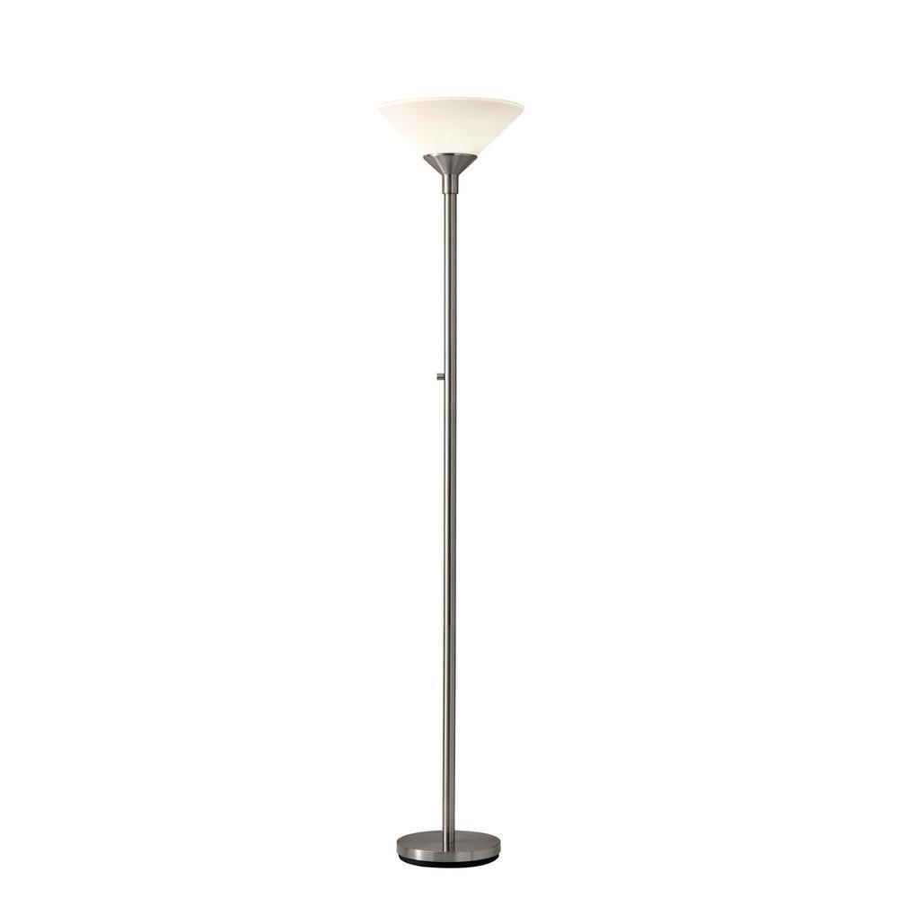 Aries Floor Lamp Gray - Adesso: Ambient Brushed Steel, High/Low Rotary Switch, ETL Listed