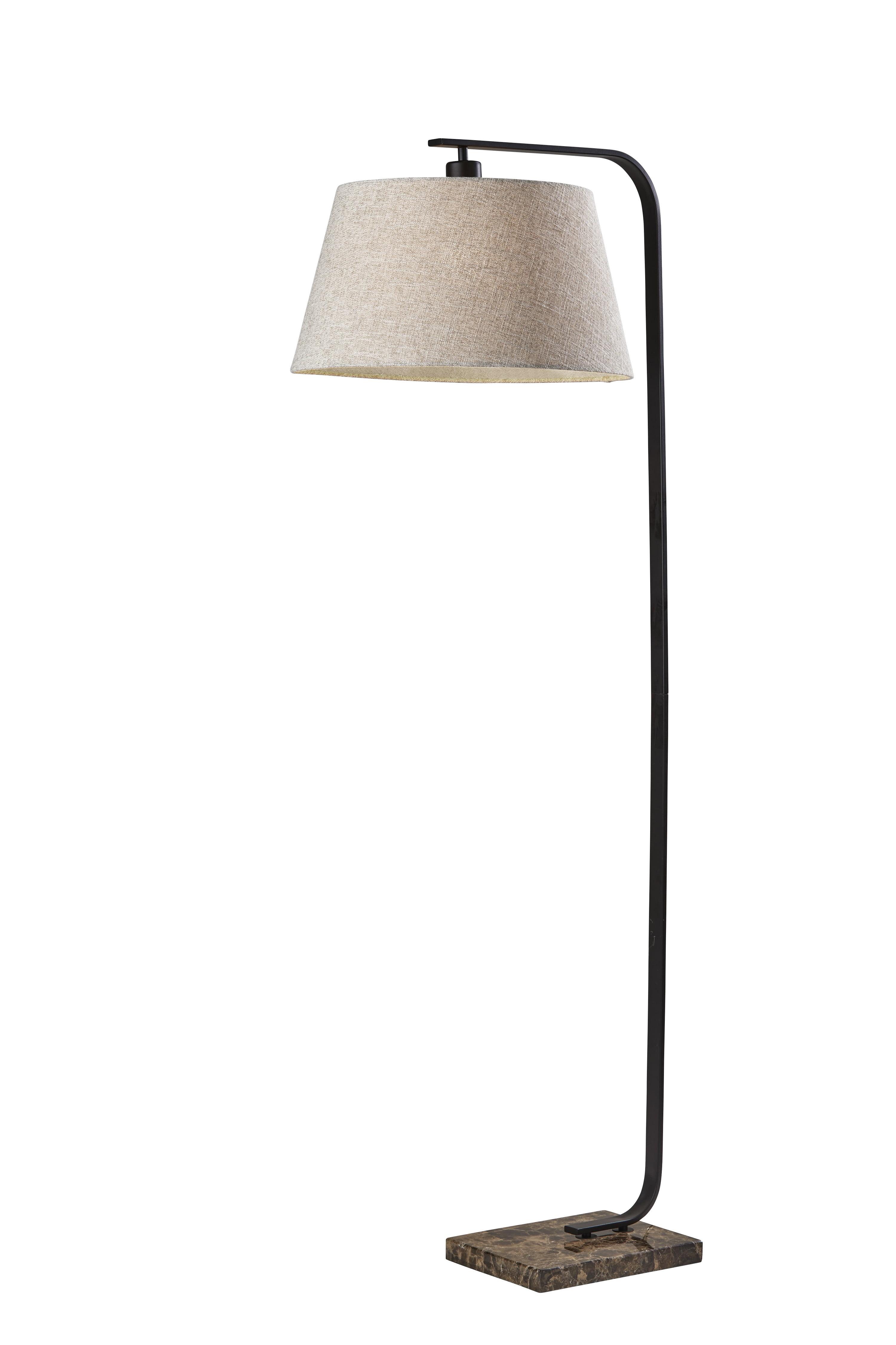 Bernard Arc Floor Lamp with Black Finish and Brown Marble Base