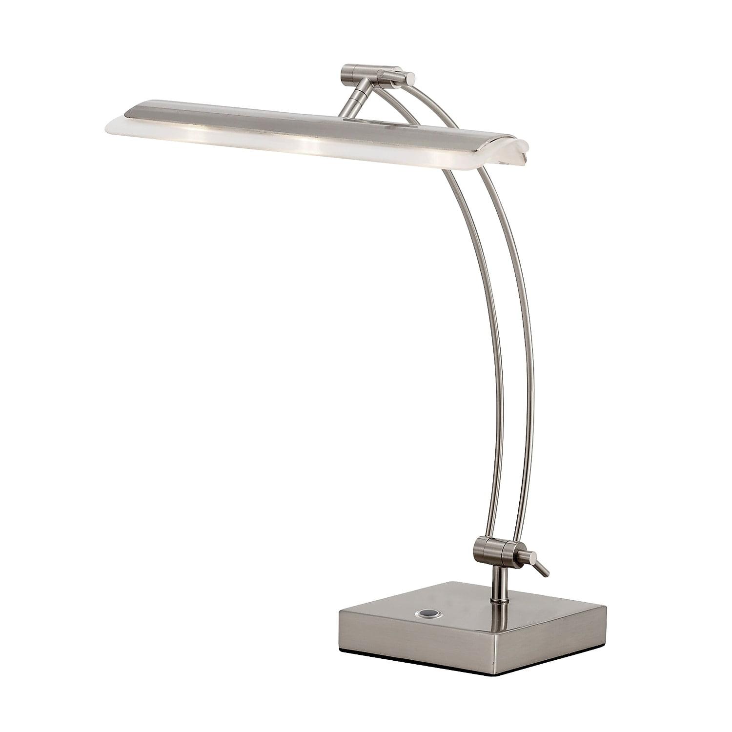 Adjustable Brushed Steel Arc LED Desk Lamp with Dimmer