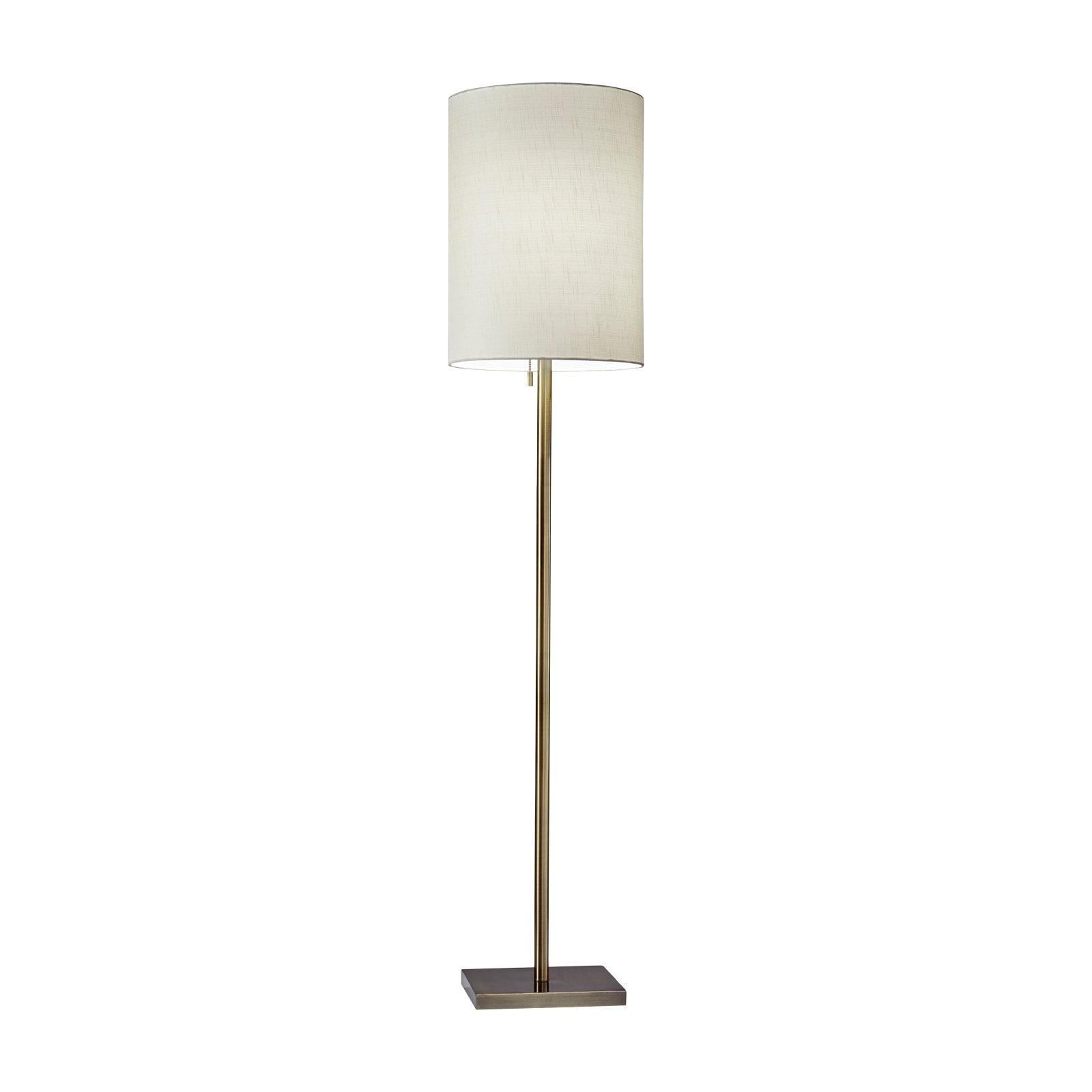 Elegant Antique Brass 60'' Floor Lamp with Beige Textured Shade