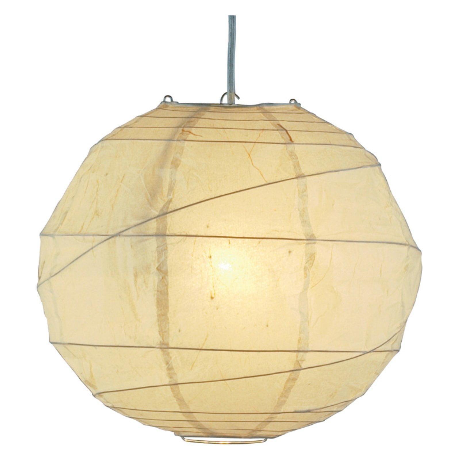 Ontario 24'' Natural Bamboo Ribbed Rice Paper Globe Pendant Lamp