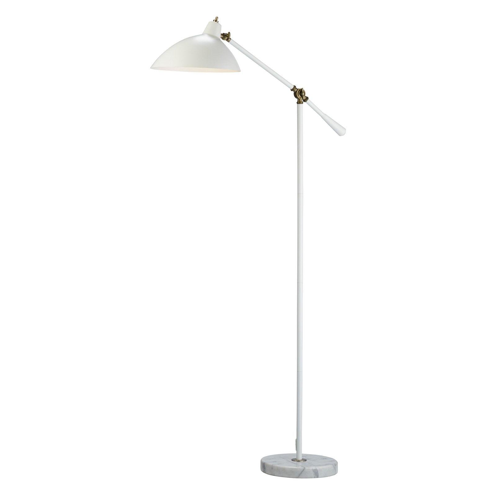 Peggy Mid-Century White and Antique Brass Adjustable Floor Lamp