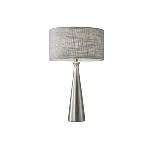 Linda Table Lamp Brushed Steel - Adesso: Modern 3-Way Lighting, ETL Listed, Metal Body, Polyester Shade