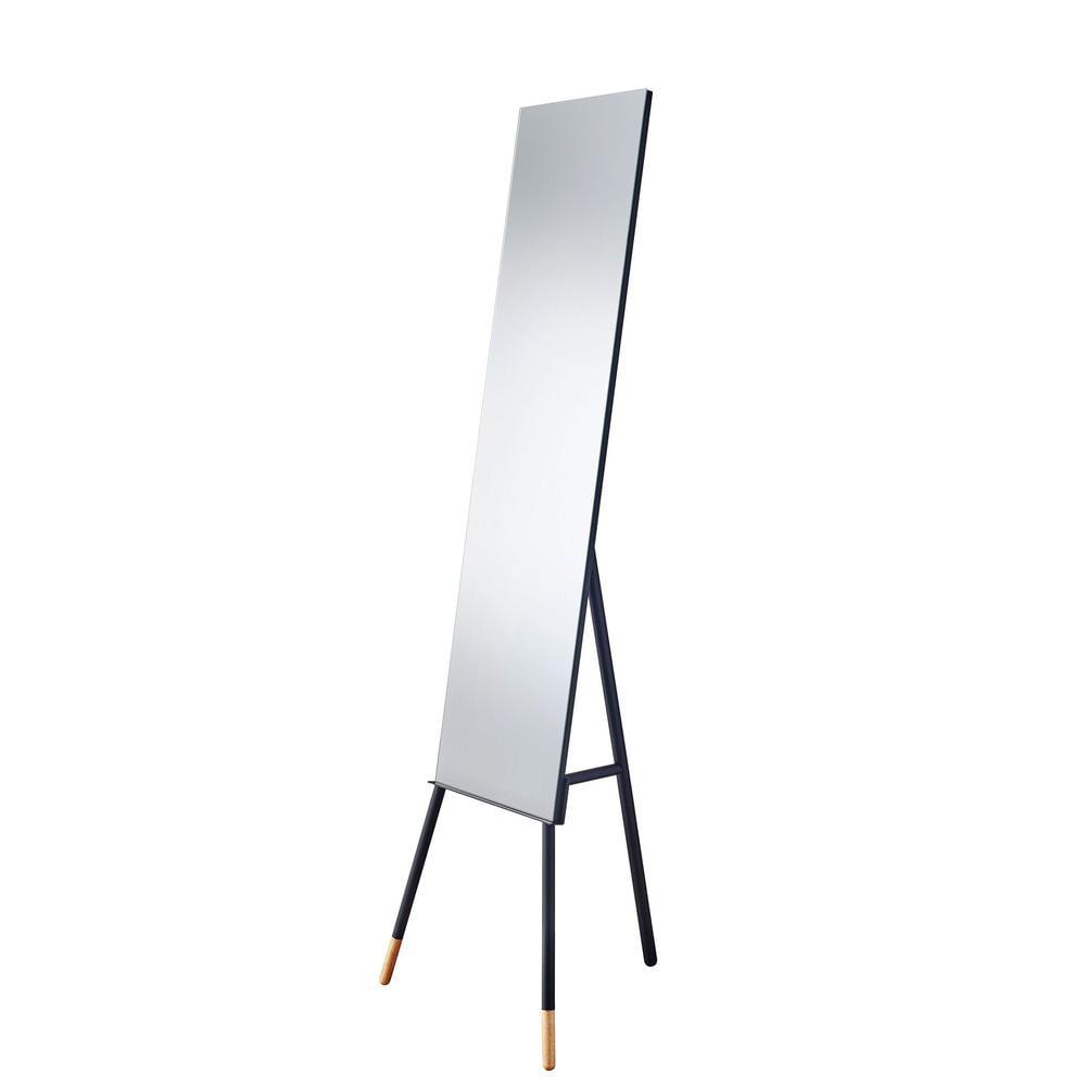 Louise Black Frameless Full Length Floor Mirror with Tripod Legs