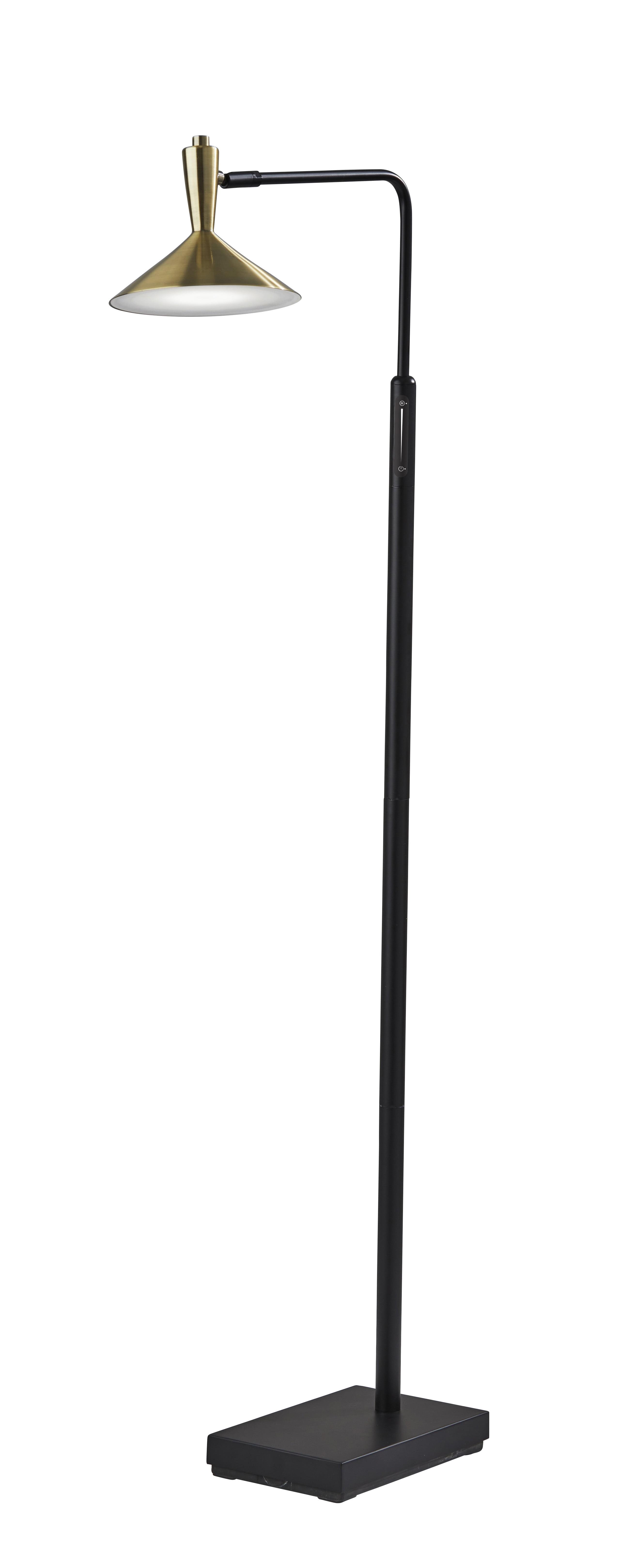 Mid-Century Modern Matte Black LED Floor Lamp with Touch Smart Switch