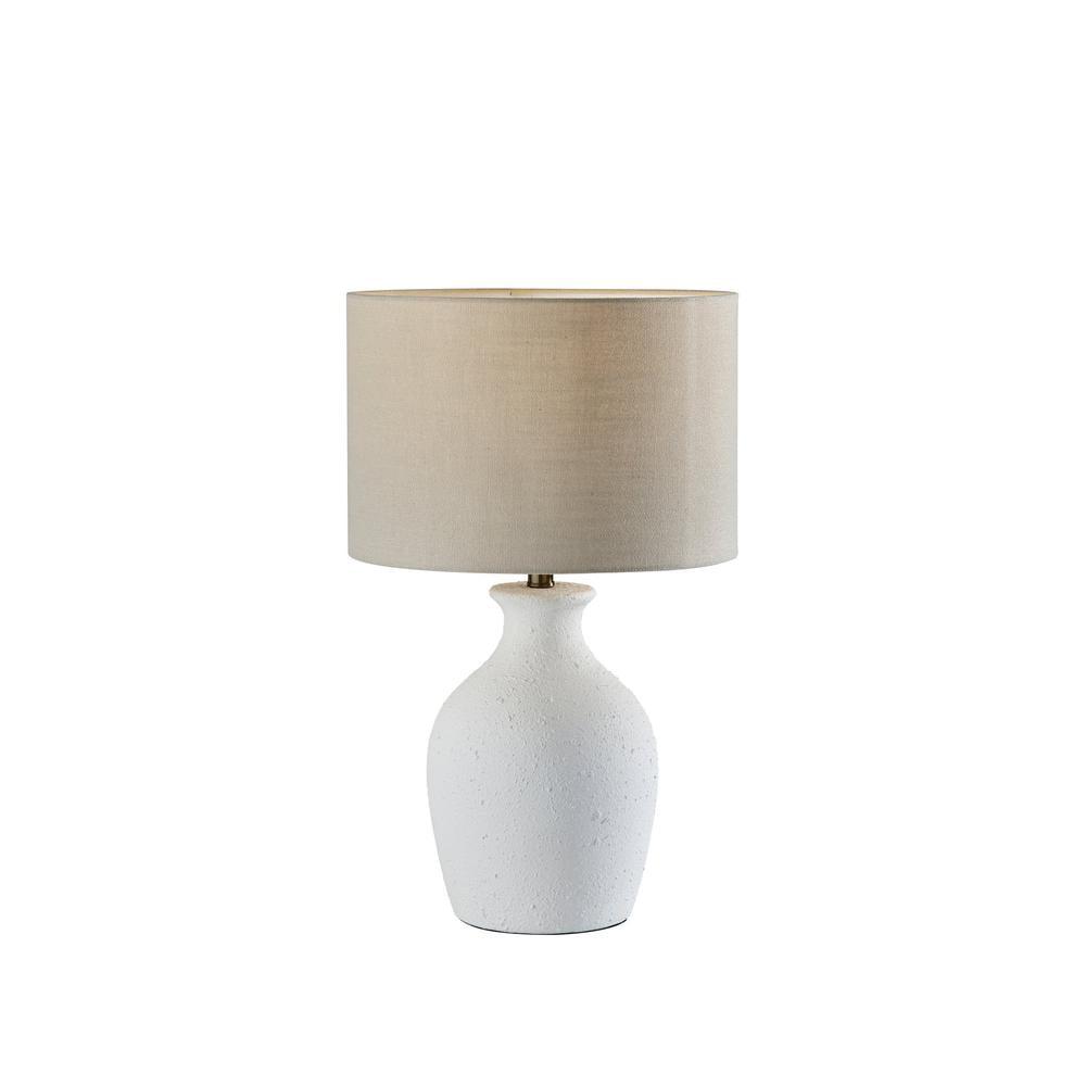 Margot Table Lamp Textured Ceramic White - Adesso: Farmhouse Style, Beige Drum Shade, ETL Listed