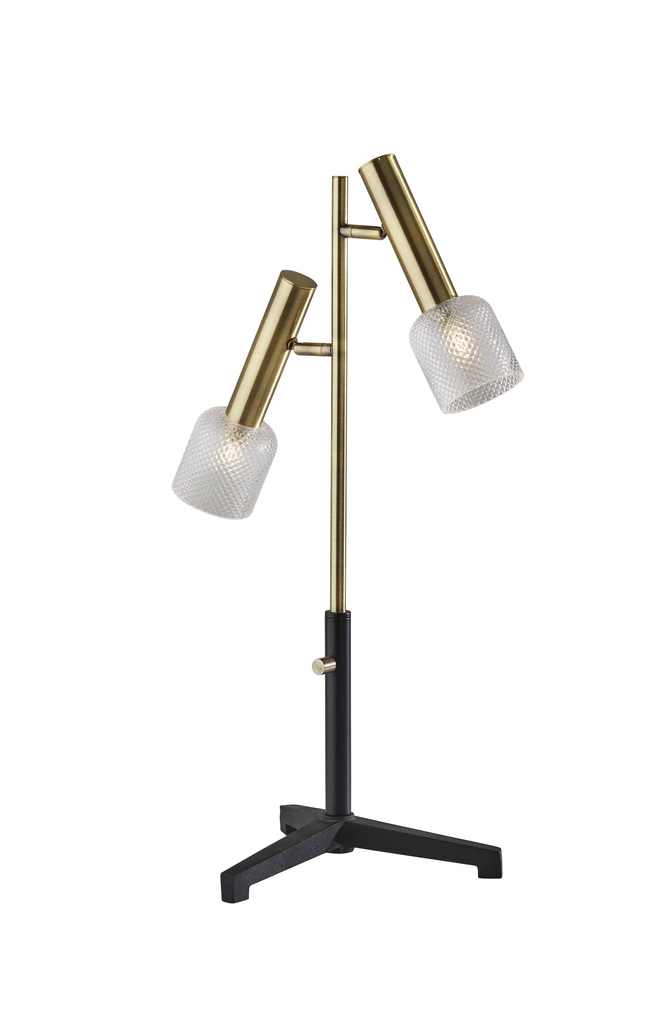 Adjustable Black Tripod Desk Lamp with Glass Shades