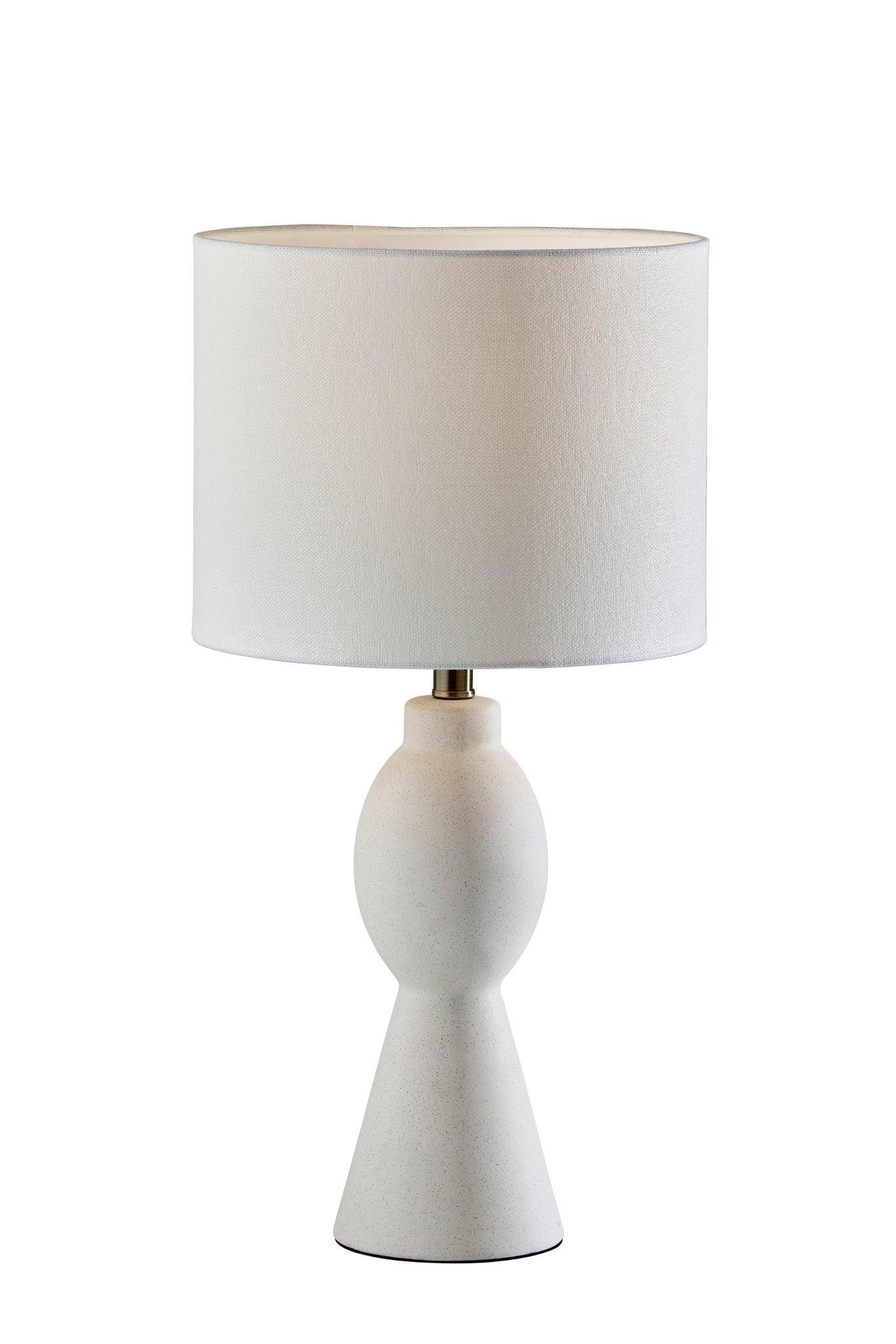 Naomi 19" White Speckled Ceramic Table Lamp with Fabric Shade