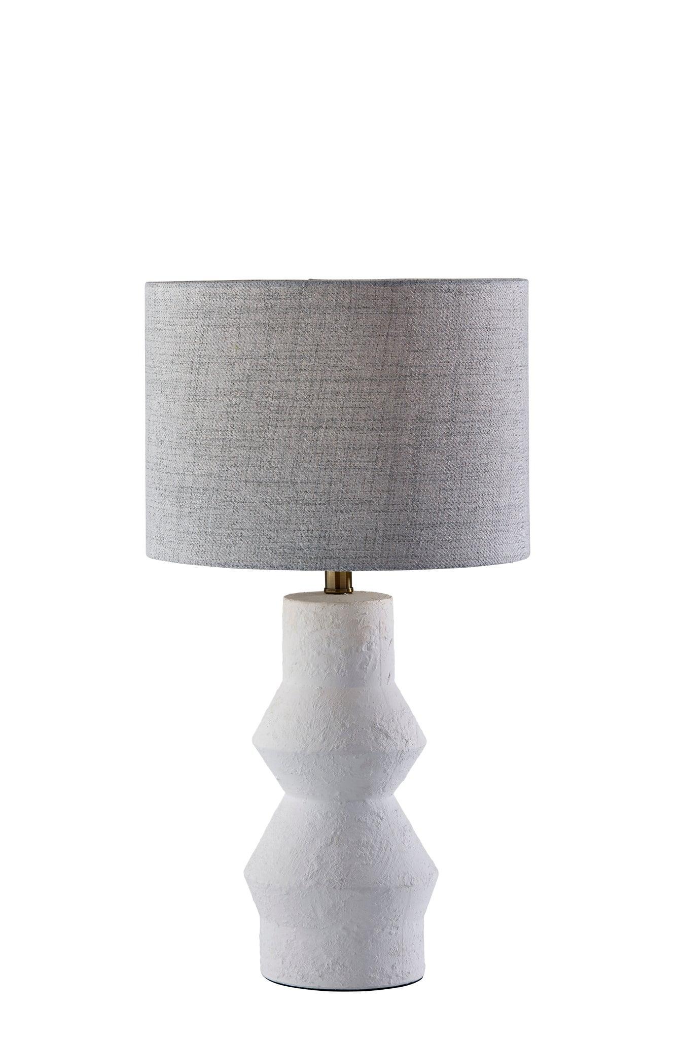 Edison White Textured Ceramic Table Lamp with Grey Shade