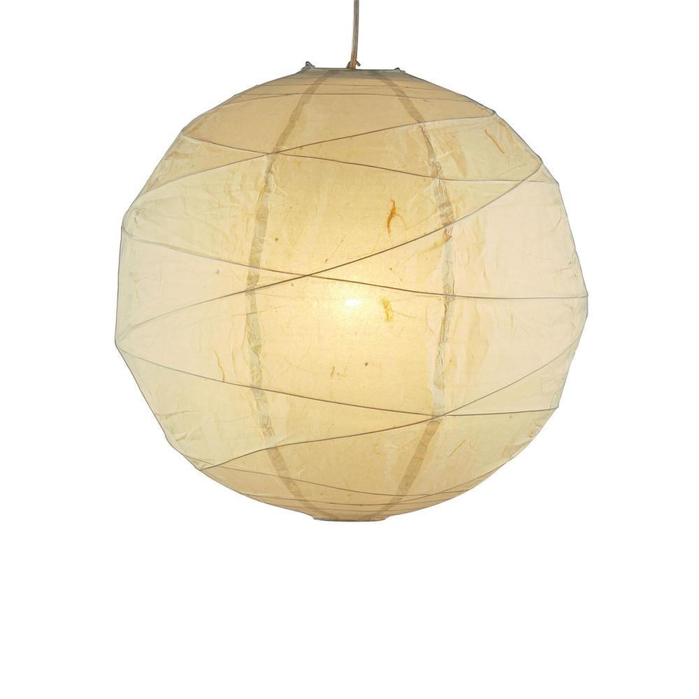 Orb Medium Pendant Natural - Adesso: Rice Paper Shade, 15-Foot Cord, ETL Listed