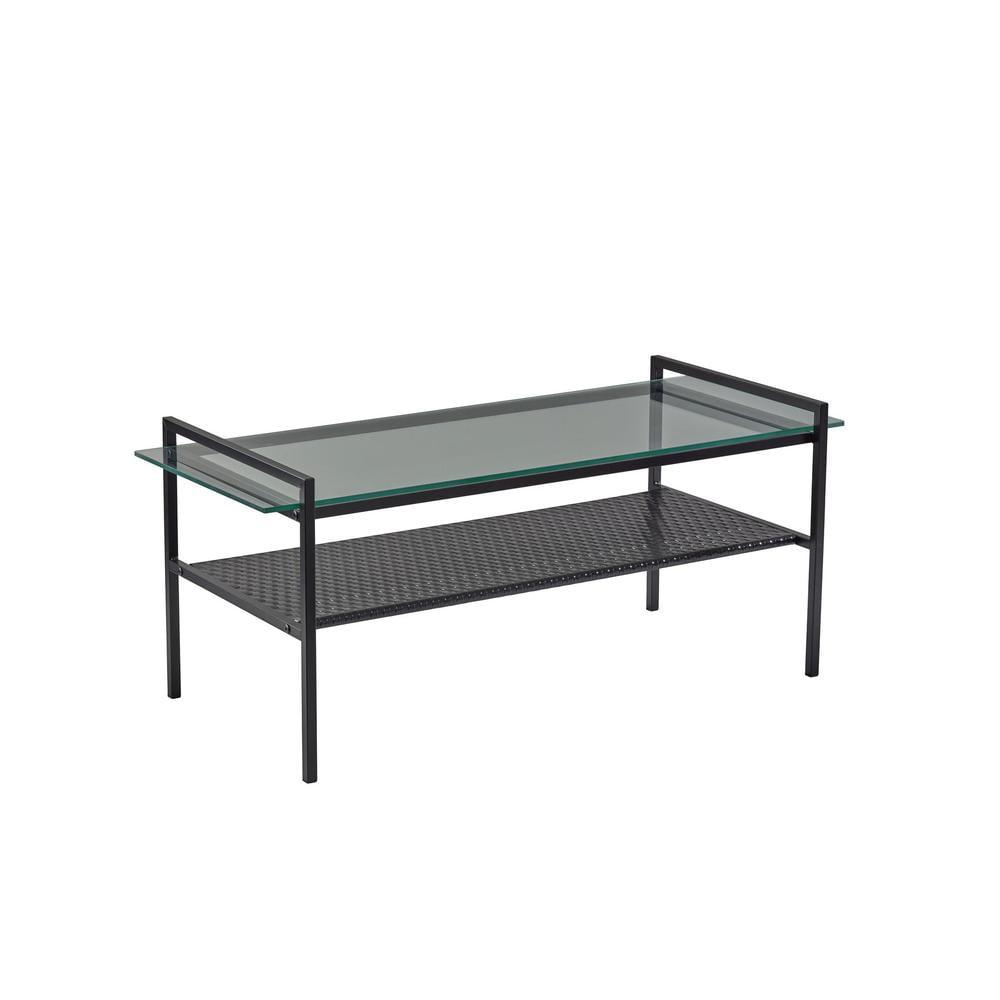 Pearson Black Metal and Glass Rectangular Coffee Table