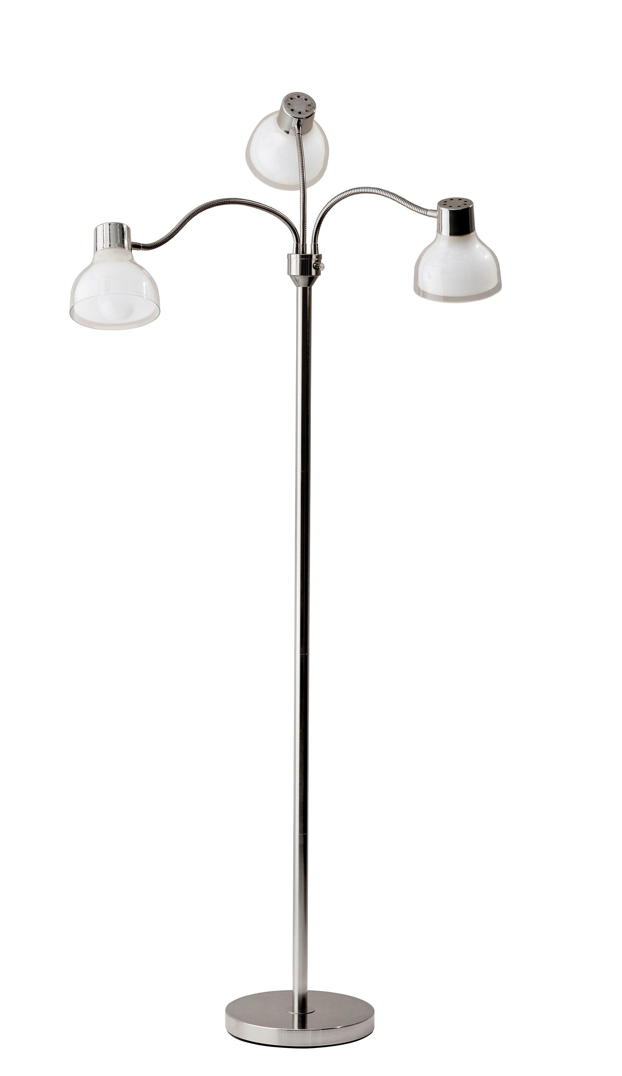 Presley 18" Polished Nickel 3-Arm Adjustable Floor Lamp