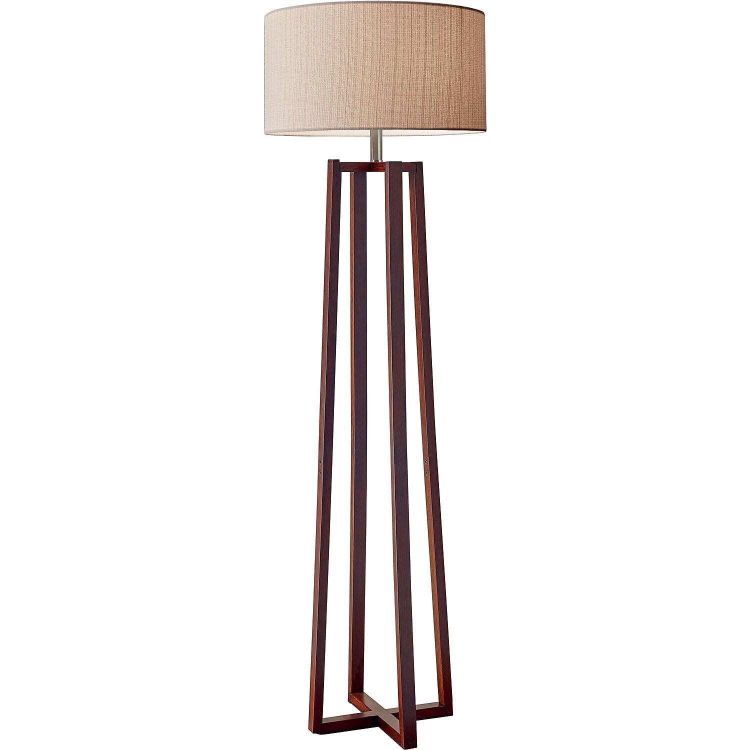 60" Walnut Finish Floor Lamp with Linen Shade