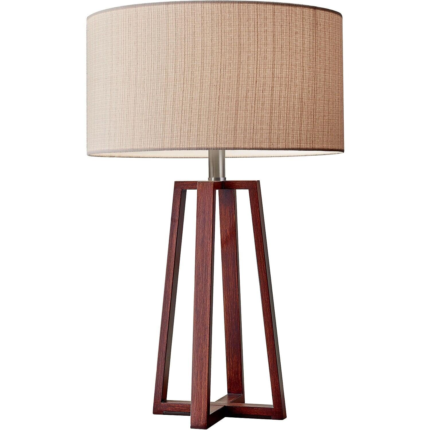 Adesso 23.75" Quinn Table Lamp Brown: ETL Listed, Linen Shade, No Assembly Required