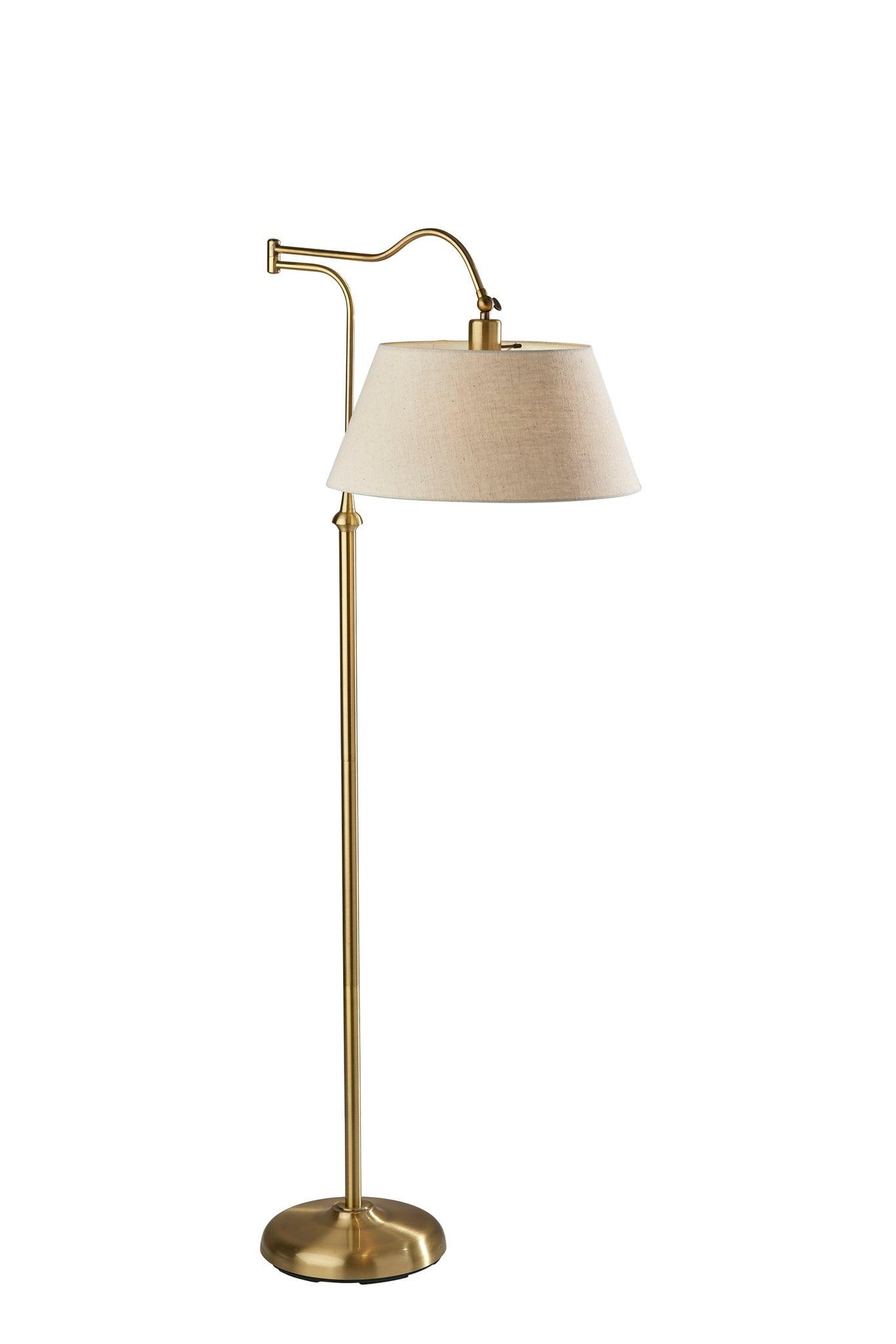 Antique Brass Adjustable Floor Lamp with Cream Shade