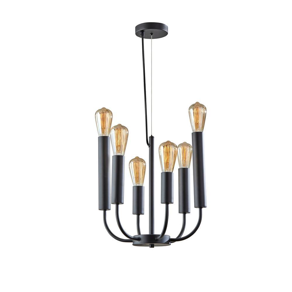 Rory Black Metal 6-Light Industrial Candelabra Pendant