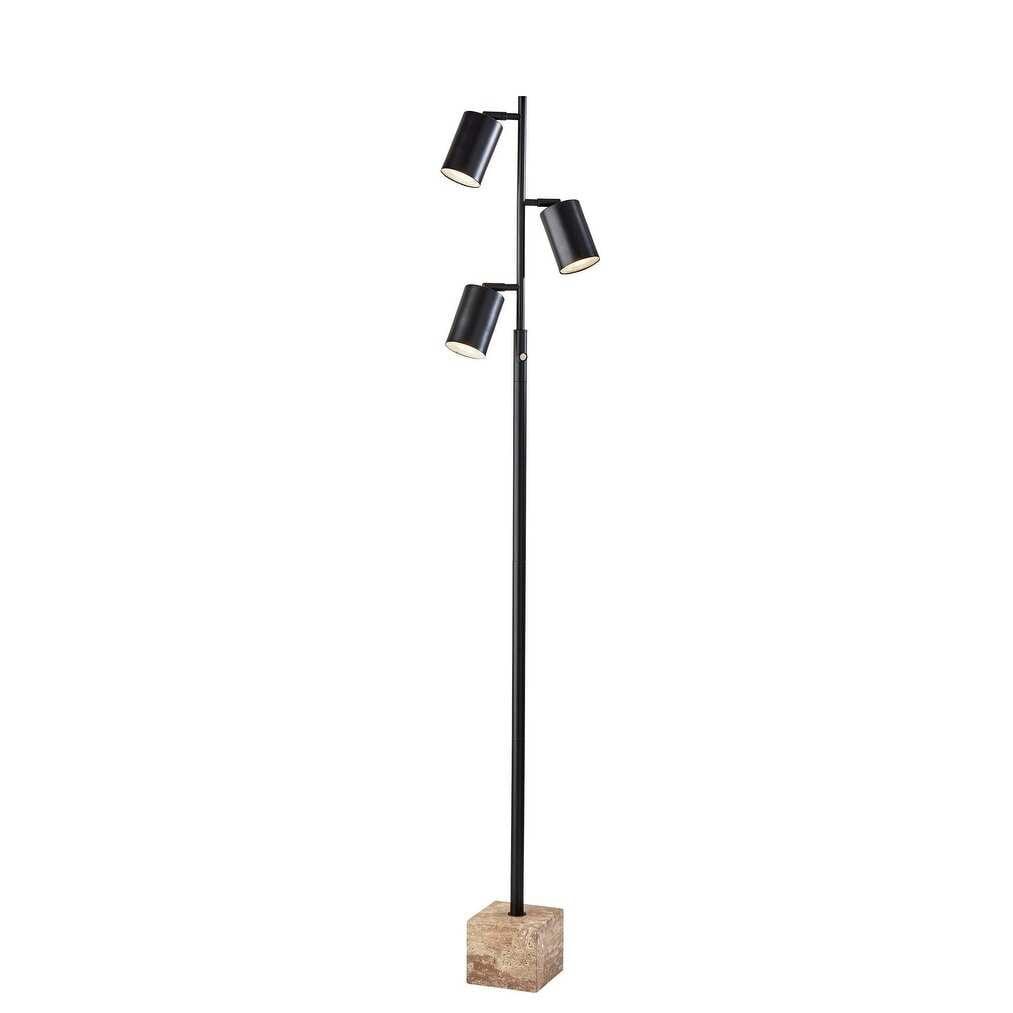 Black Adjustable 3-Light LED Tree Lamp with Touch Switch