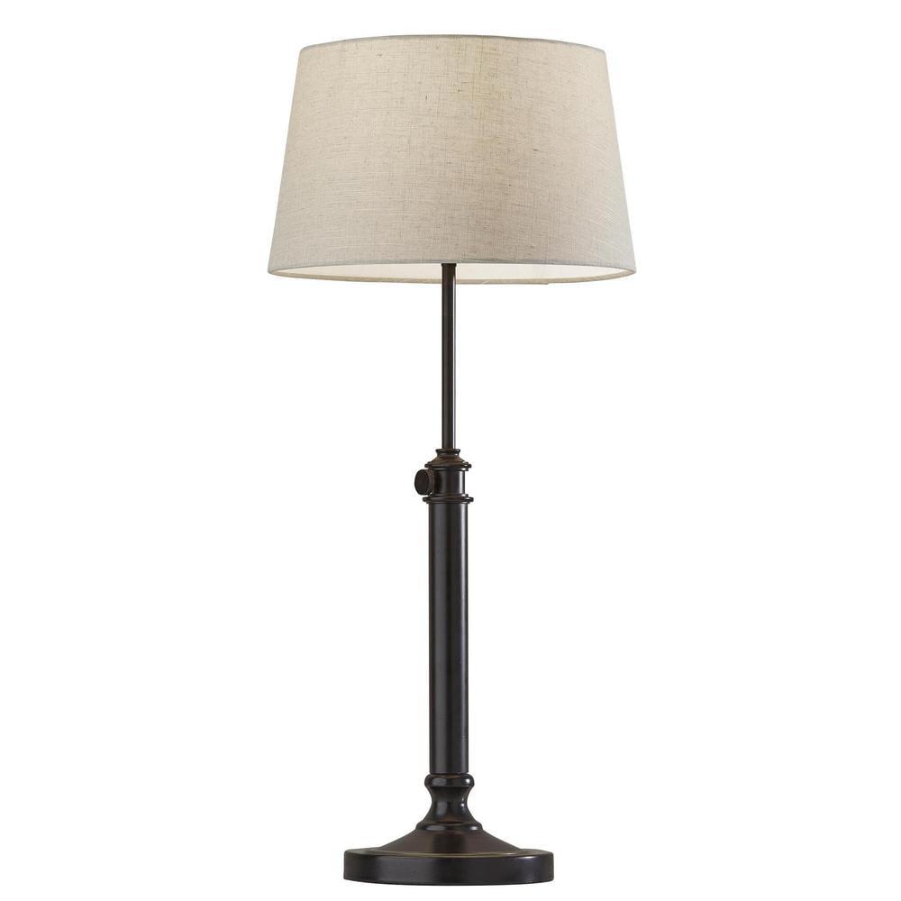 2pc Mitchell Table Lamps Bonus Black - Adesso: Metal Body, Linen Shade, No Assembly Required, UL Listed