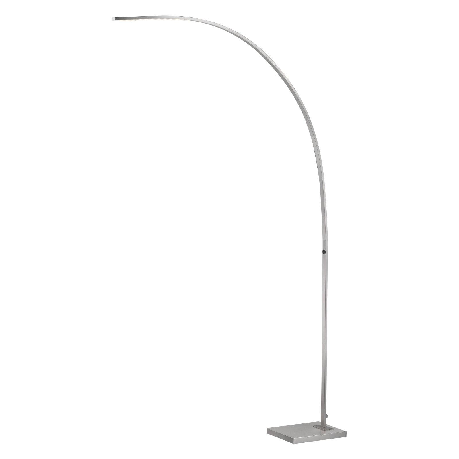 Sleek Brushed Steel LED Arc Floor Lamp with Dimmer