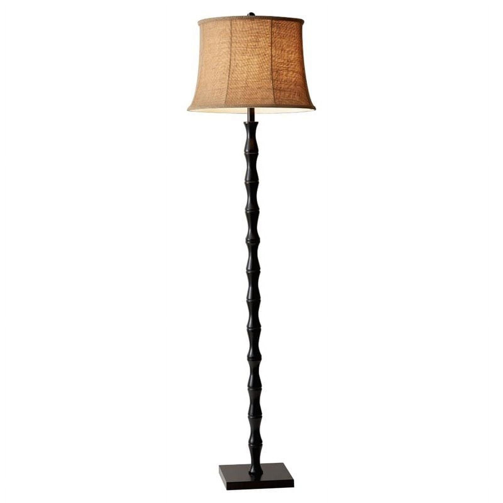 62" Black Metal and Burlap 3-Way Floor Lamp