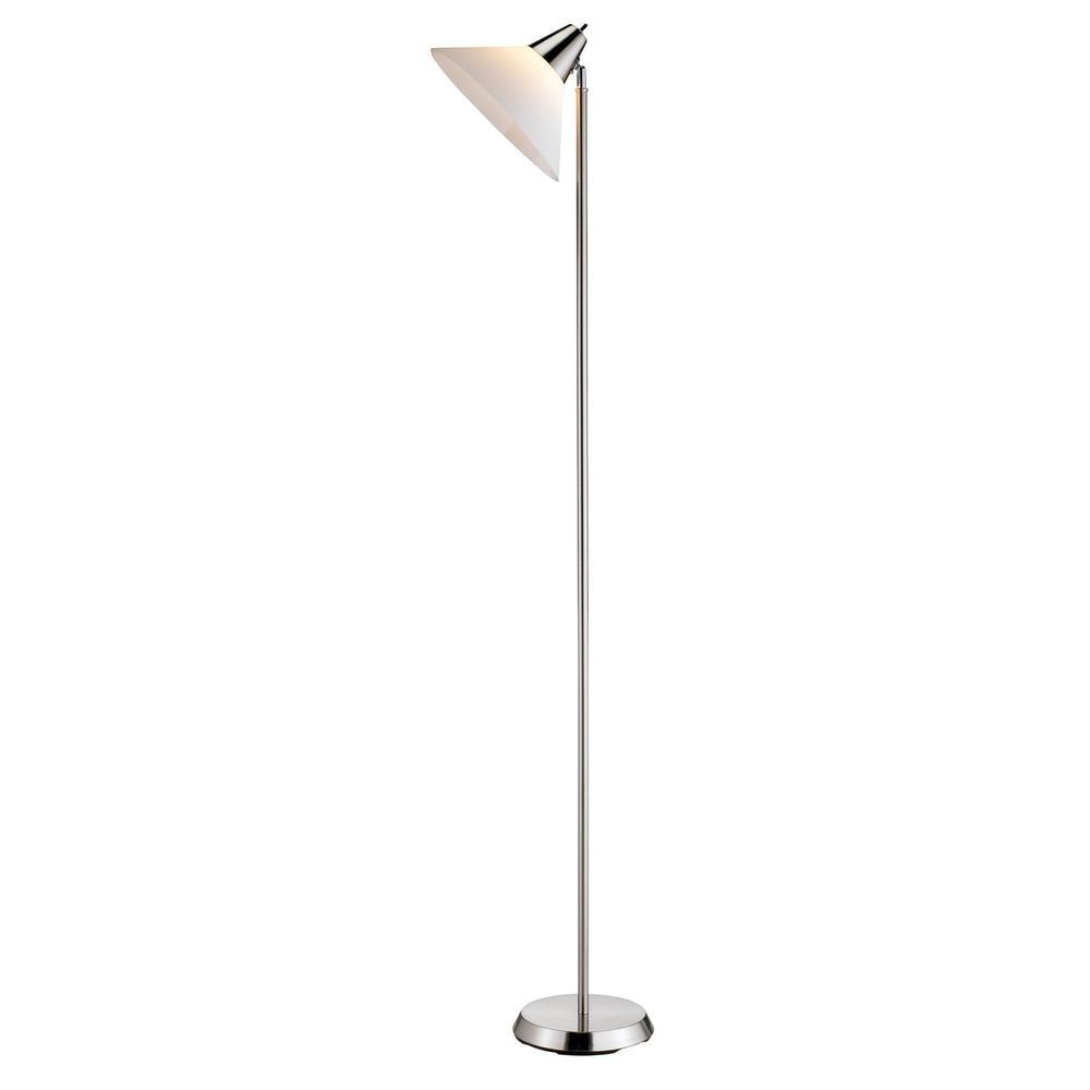 Swivel Torchiere Brushed Steel - Adesso: Modern Adjustable Head, ETL Listed, Metal Body, Plastic Shade