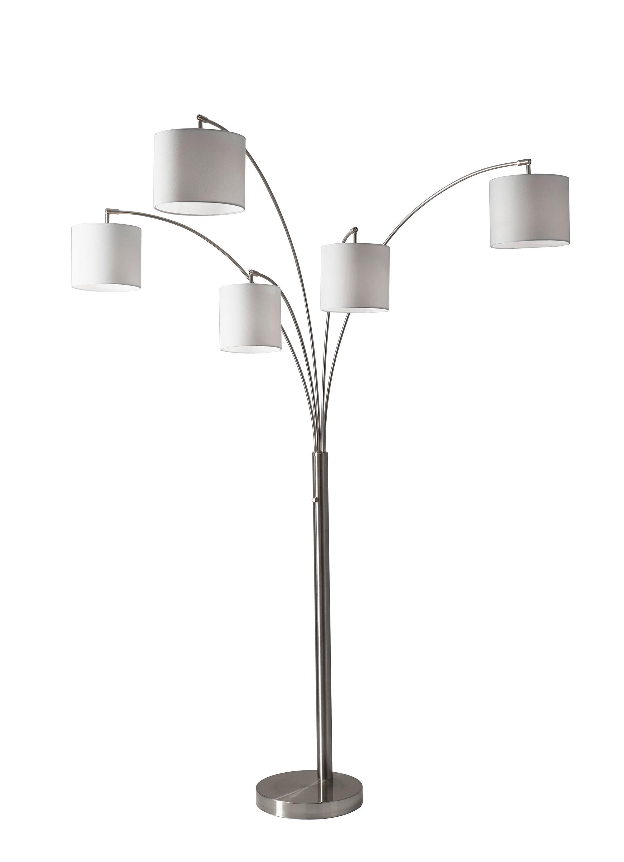 82" Trinity 5-Arm Arc Lamp Steel - Adesso: Modern Adjustable Linen Shade, ETL Listed, Metal Body